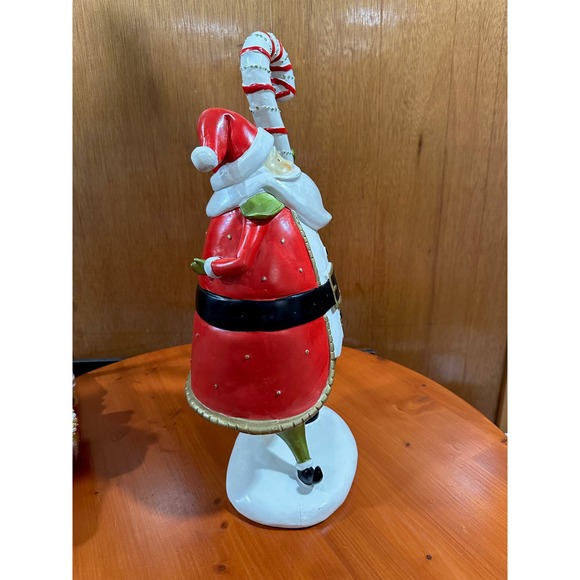 23" Tall  Resin Santa with Candy Cane Staff - Picture 3 of 7
